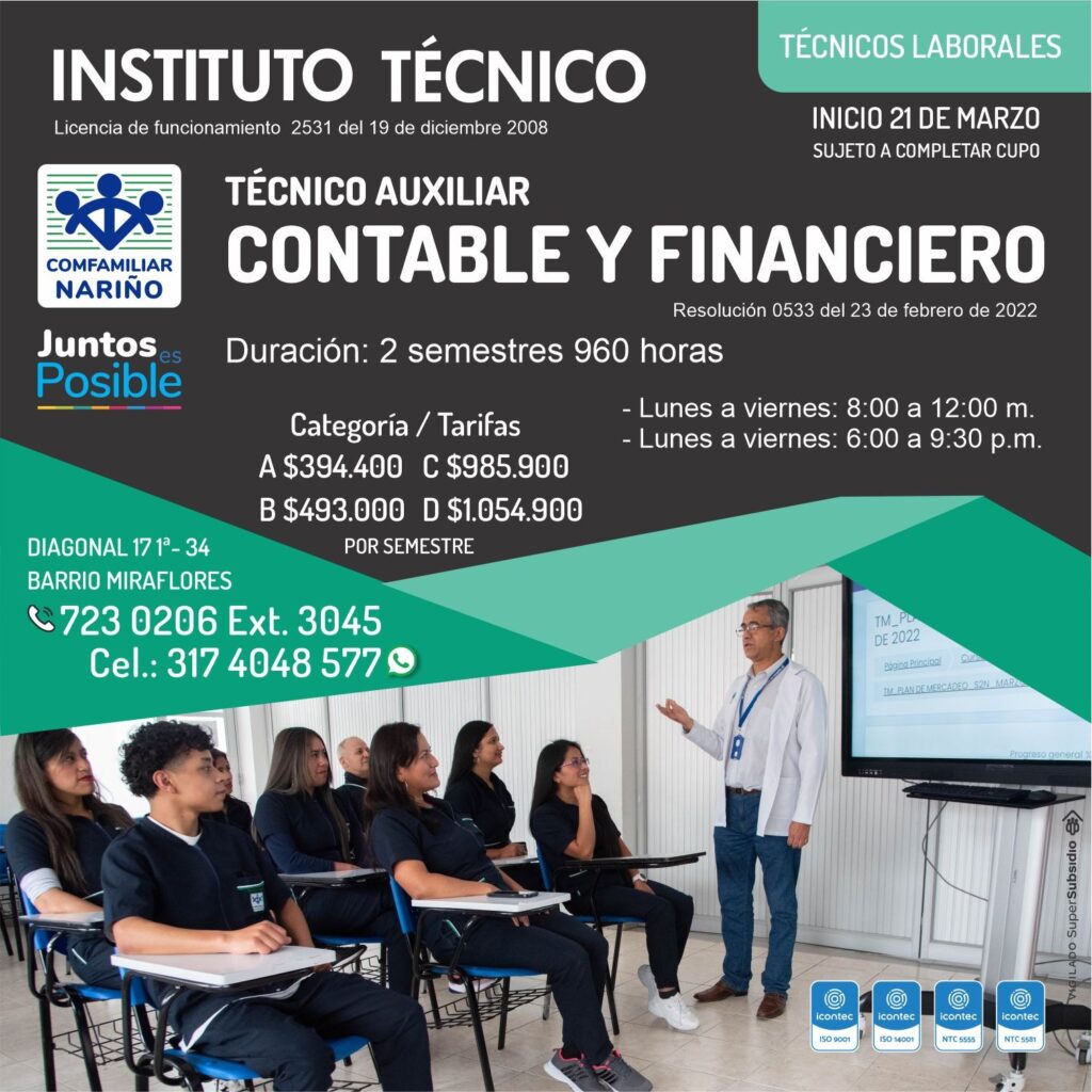 Técnico auxiliar contable y financiero